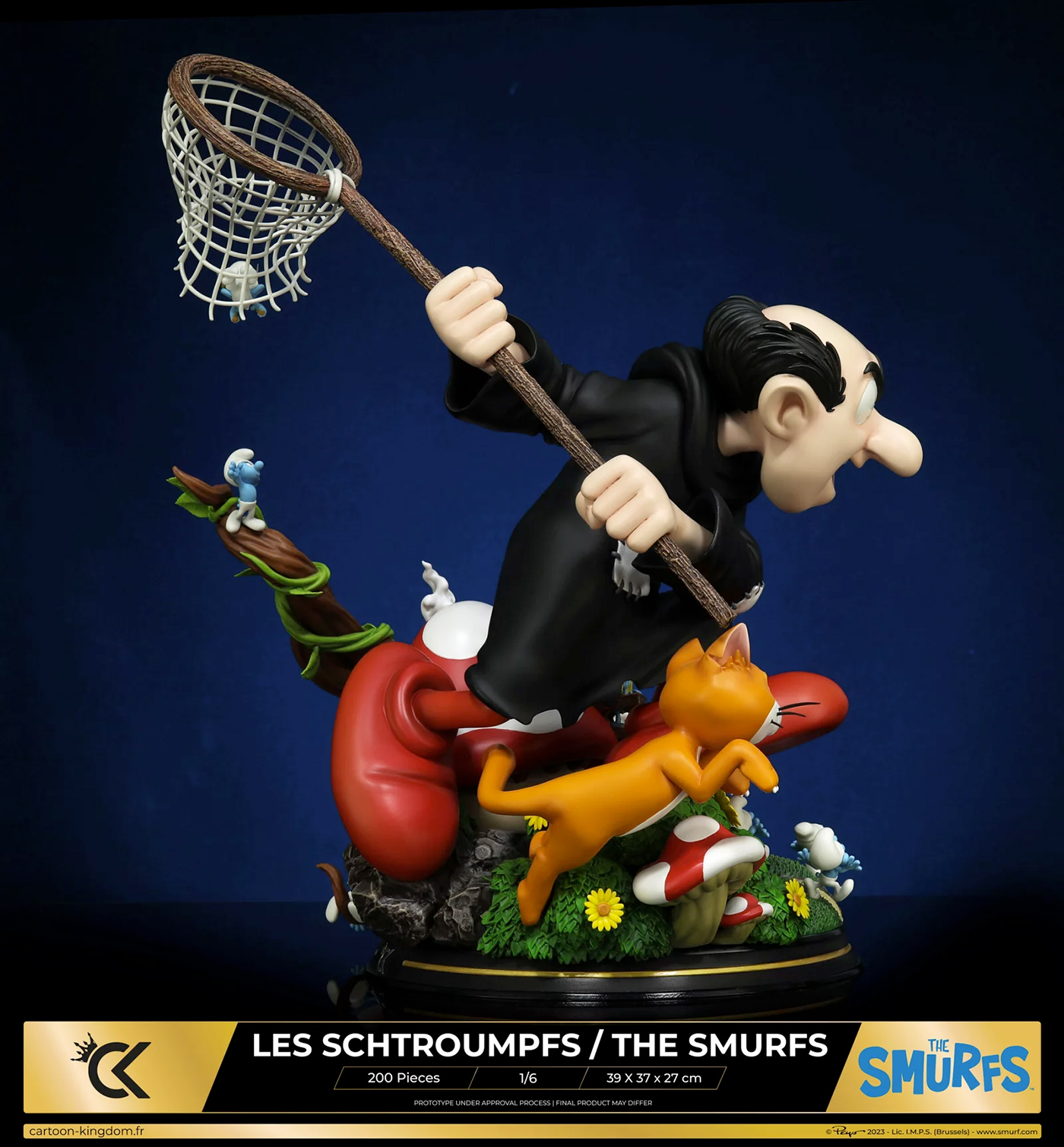 Statue The Smurfs Bande Dessinée with Gargamel and the cat Azrael Hunting