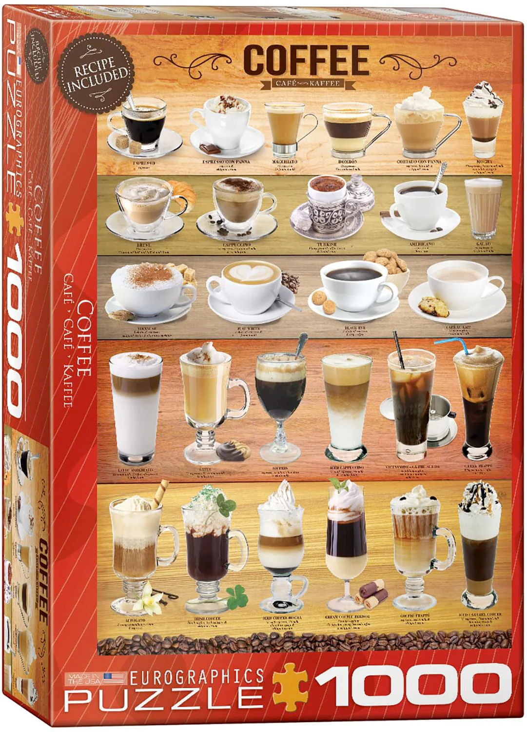 Puzzle with 27 Types of Coffee and their Recipes