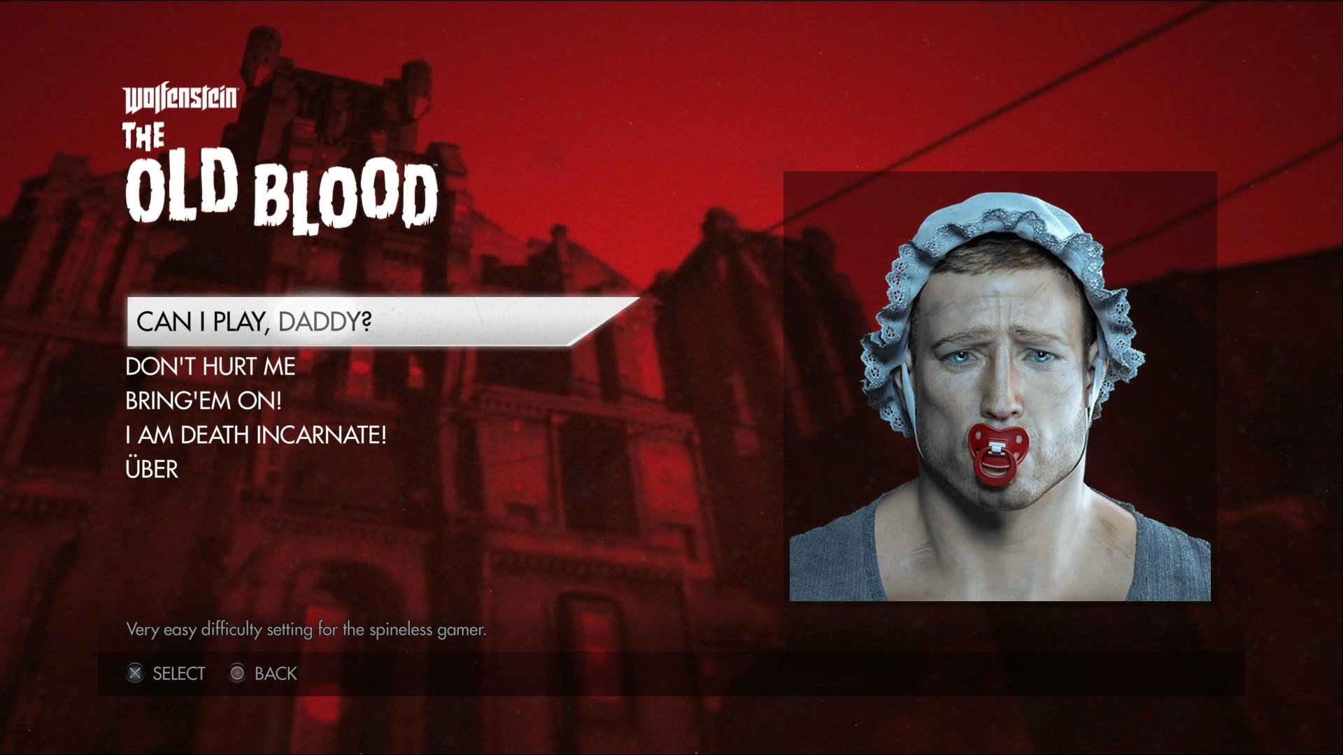 Will your dad let you play Wolfenstein on easy mode?  (Source: YouTube)