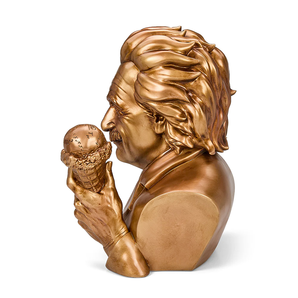 Albert Einstein Bust with Ice Cream Cone and Metallic Bronze Finish