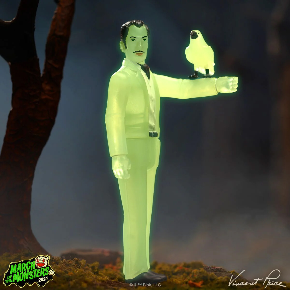 Vincent Price e o Corvo (Monster Glow) ReAction Action Figure Fosforescente