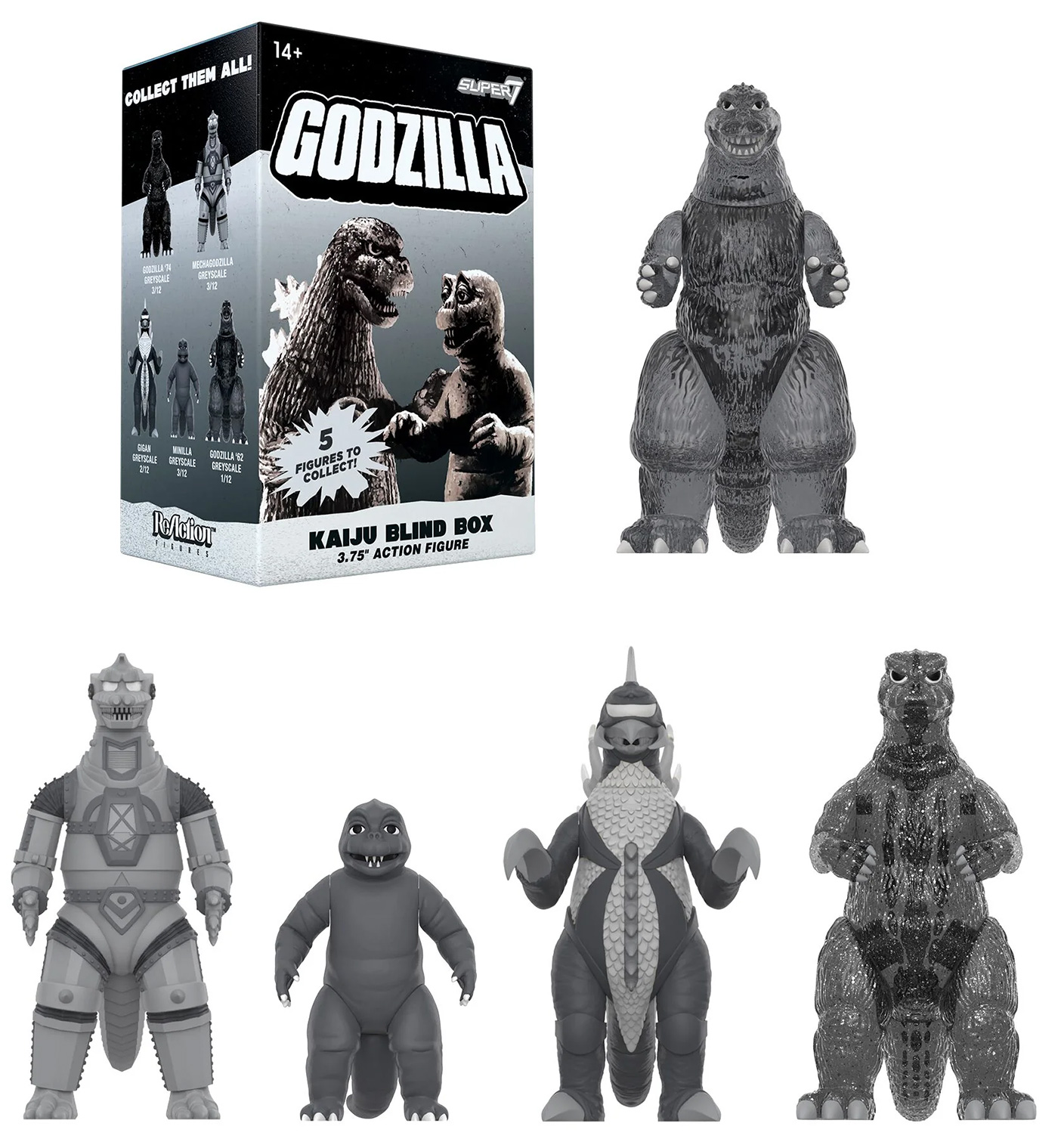 Action Figures Godzilla Kaiju (Silver Screen) Toho ReAction (Blind Box)