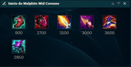 Na foto, a build completa do Malphite Mid Coreano