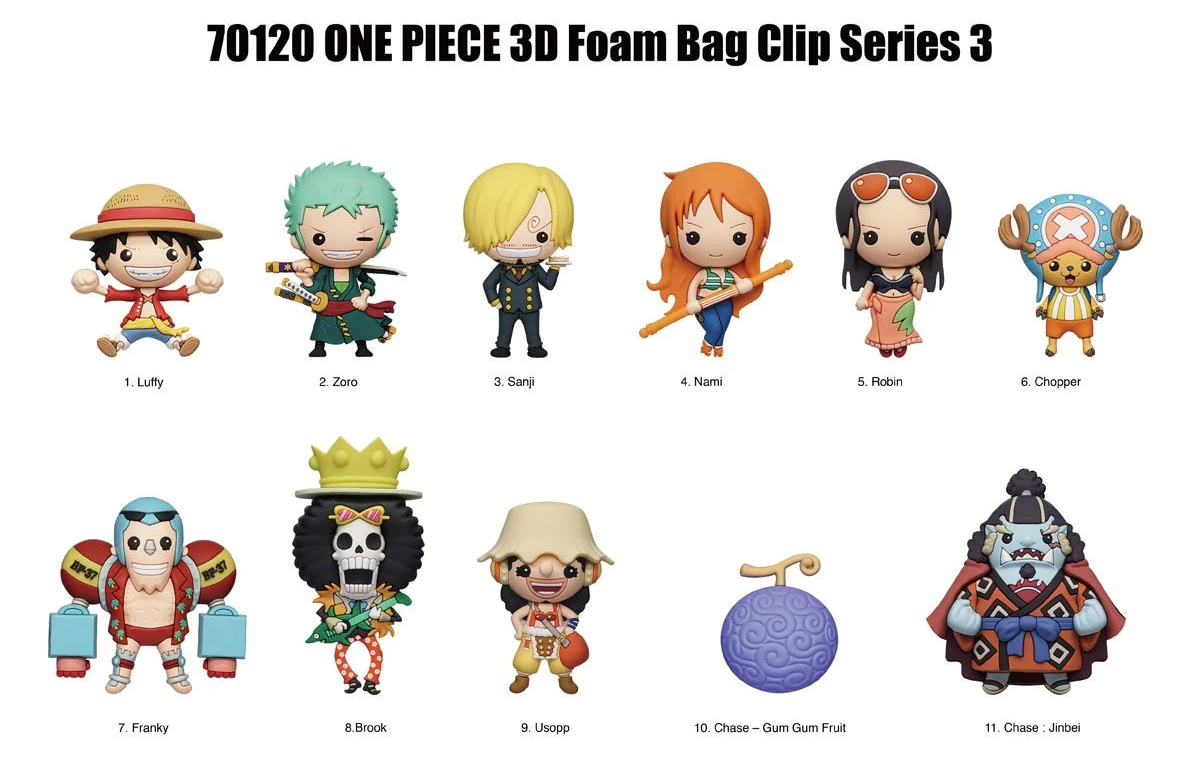 Chaveiros One Piece Anime 3D Figural Bag Clips (Blind-Bag)