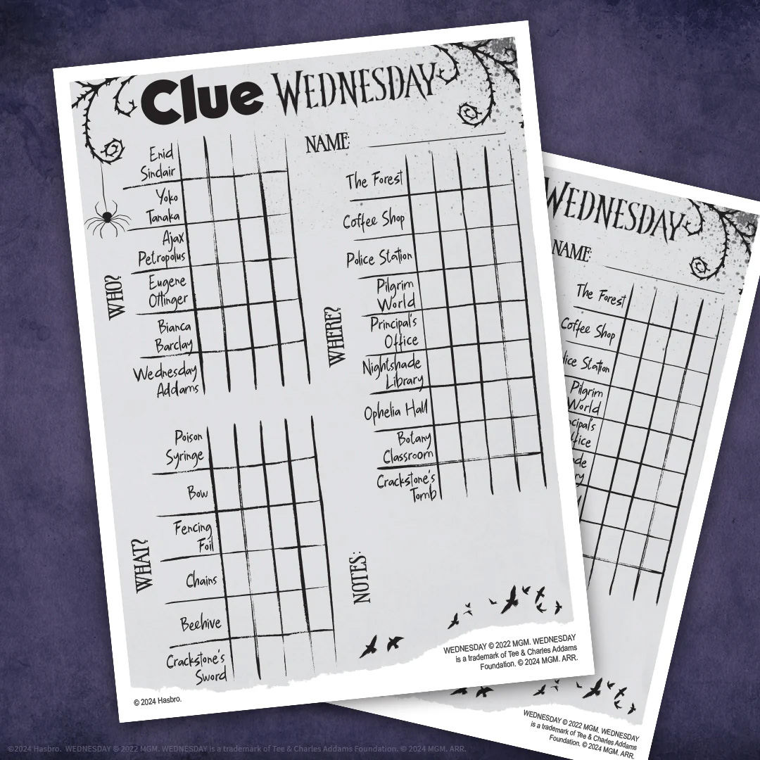 Clue Game (Detective) from the Wednesday Addams Series