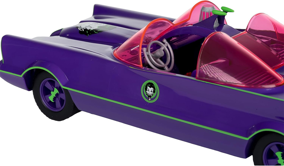 Batmobile Car (Jokermobile) and Gold Label Joker from the 1966 Batman Classic Series (McFarlane Toys)
