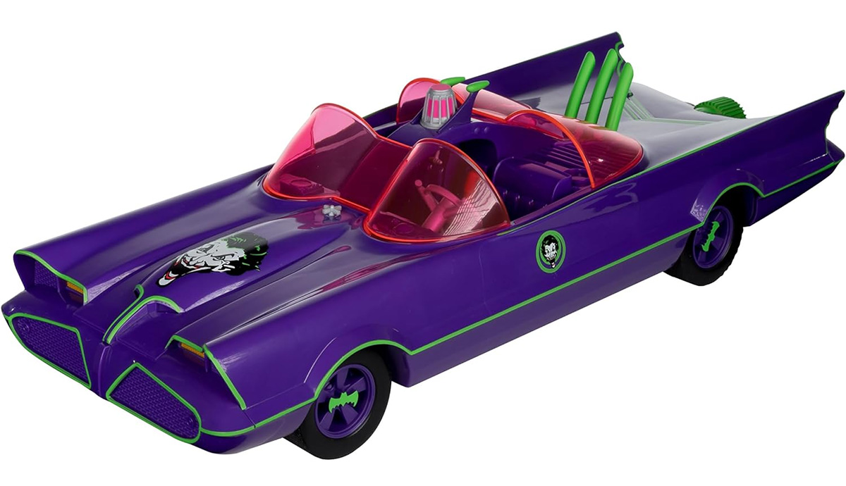 Batmobile Car (Jokermobile) and Gold Label Joker from the 1966 Batman Classic Series (McFarlane Toys)