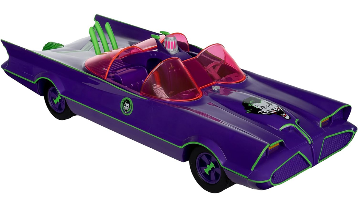 Batmobile Car (Jokermobile) and Gold Label Joker from the 1966 Batman Classic Series (McFarlane Toys)