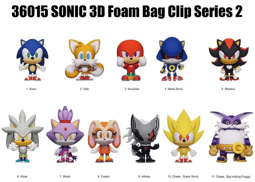 Chaveiros Sonic the Hedgehog 3D Figural Bag Clips (Sega)