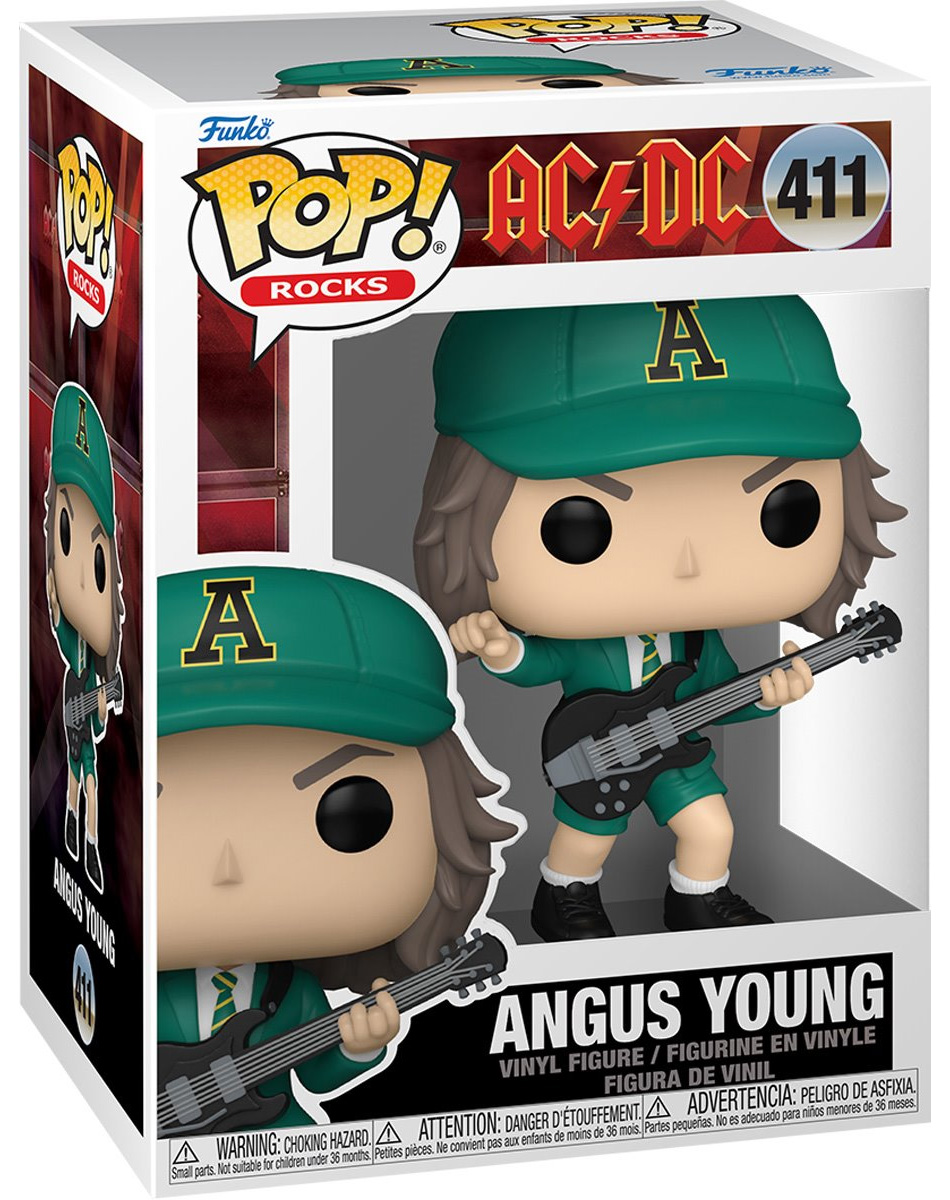 AC/DC Pop! Rocks: Angus Young Dancing on Stage in Green Tour Uniform