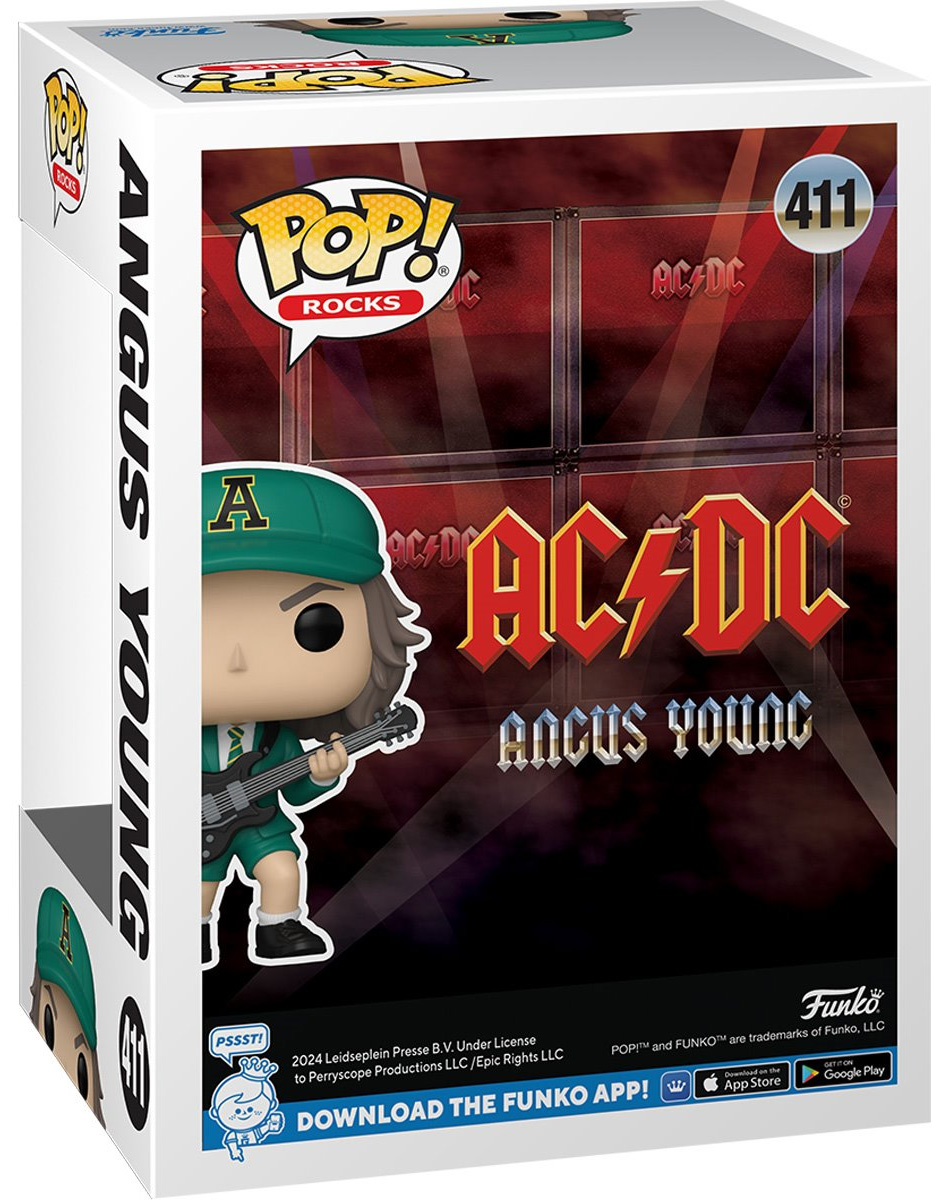 AC/DC Pop! Rocks: Angus Young Dancing on Stage in Green Tour Uniform