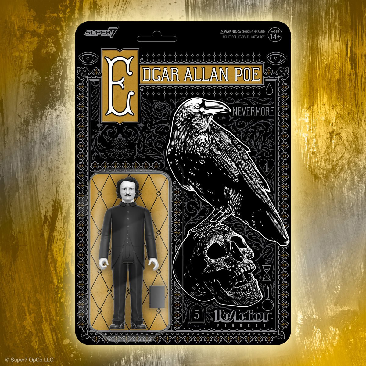 Action Figure Edgar Allen Poe Reaction in Black and White