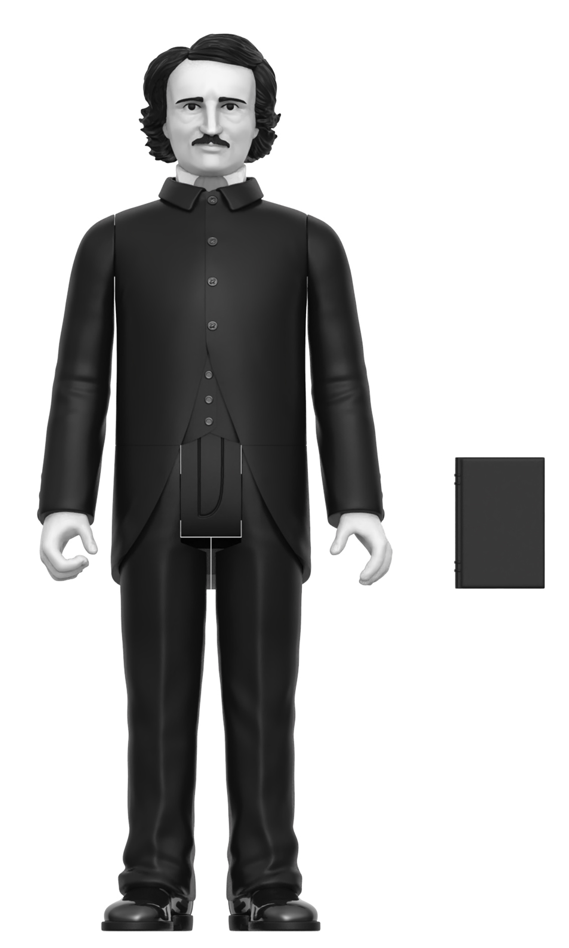 Action Figure Edgar Allen Poe Reaction in Black and White