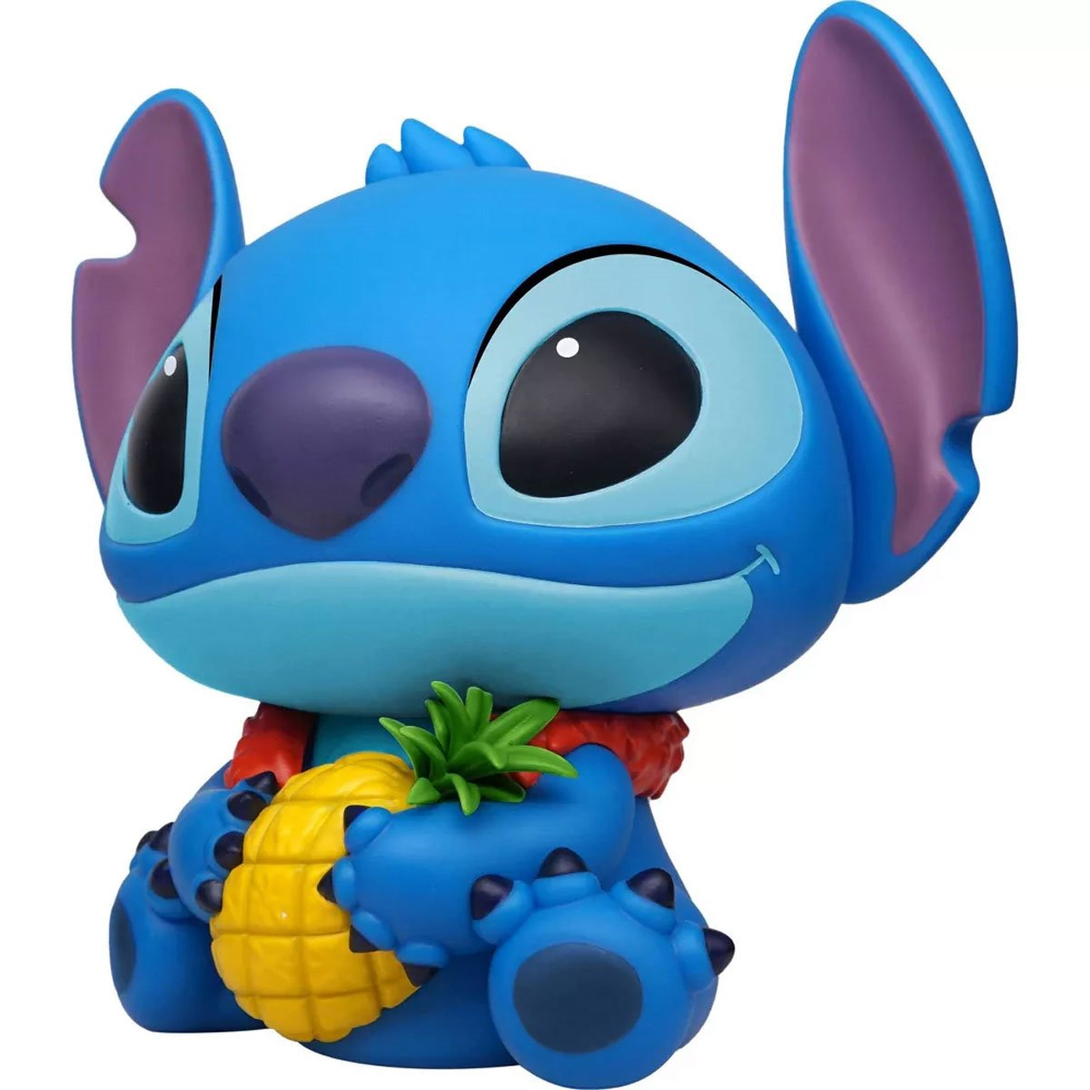 Stitch PVC Figure Bank safe with Hawaiian necklace and pineapple (Disney)