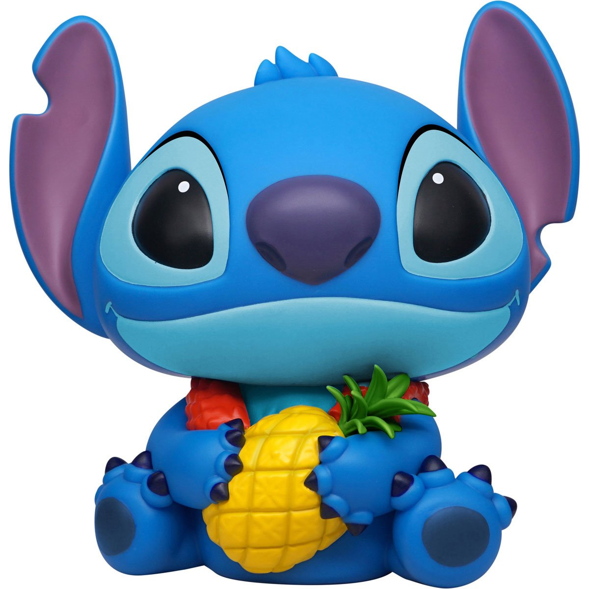 Stitch PVC Figure Bank safe with Hawaiian necklace and pineapple (Disney)