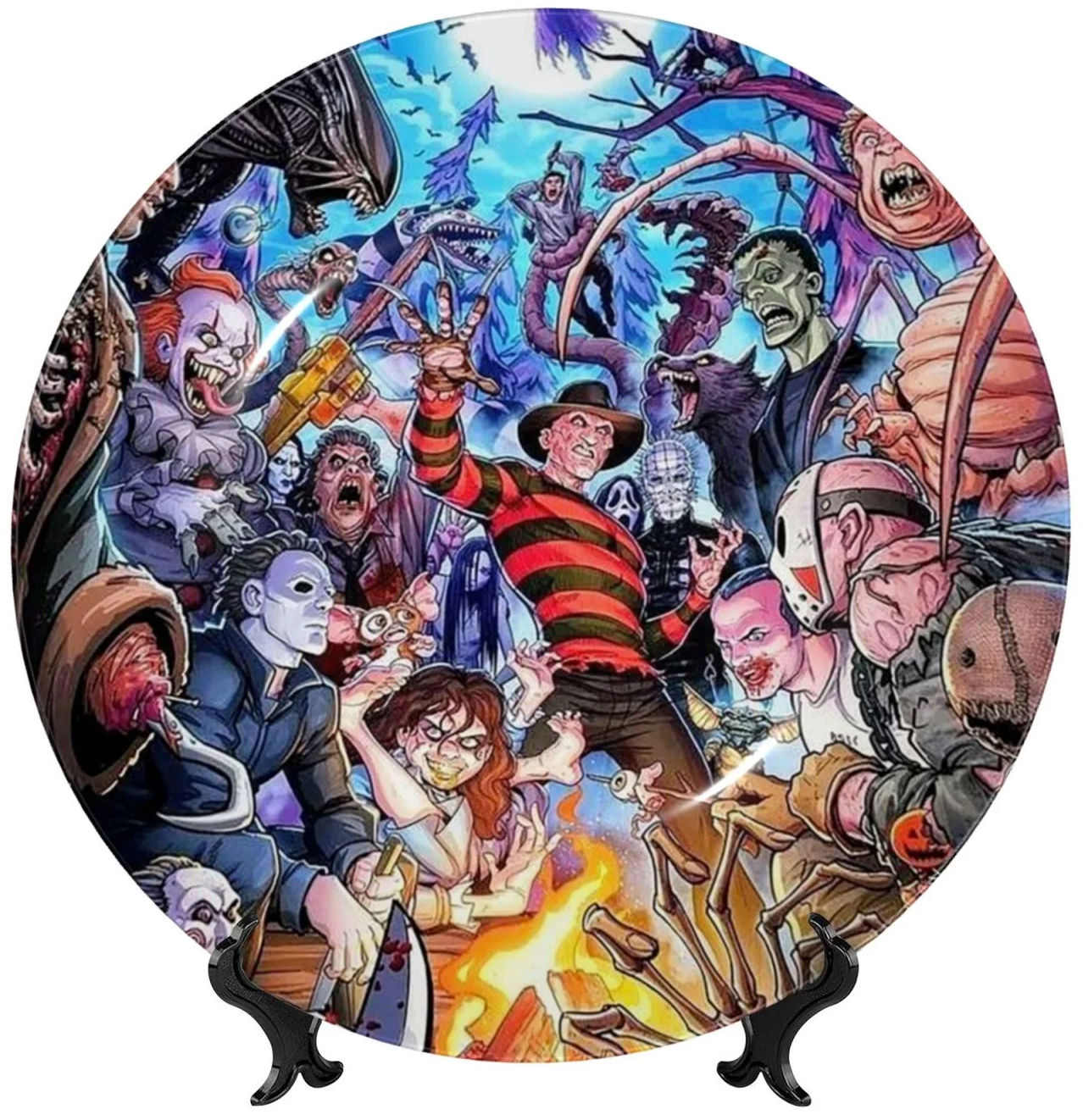 Porcelain dish with horror movie characters