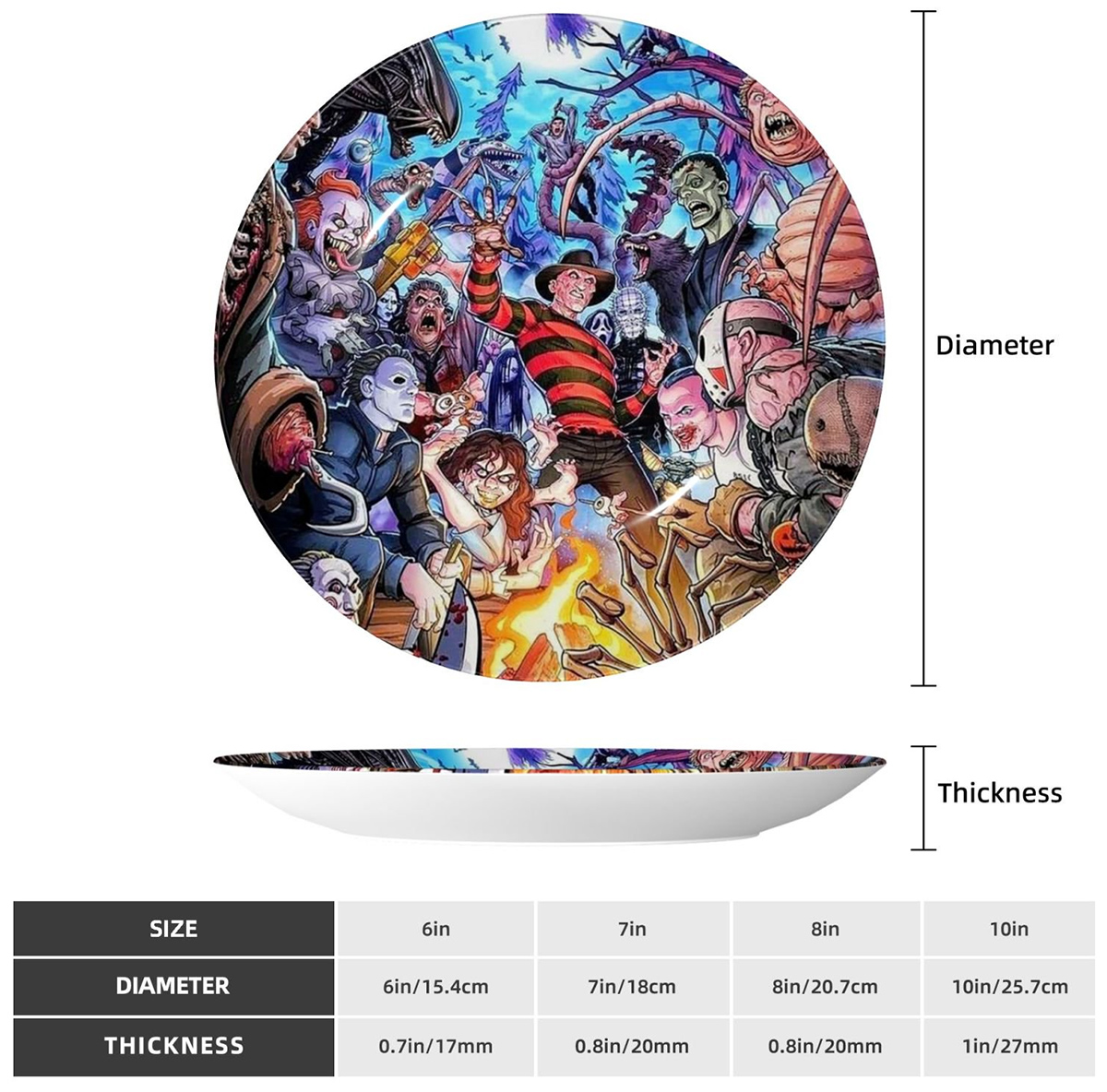 Porcelain dish with horror movie characters