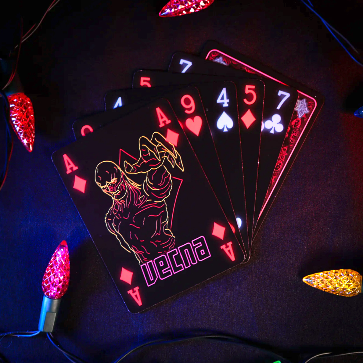Black card Stranger Things and Neon Illustrations