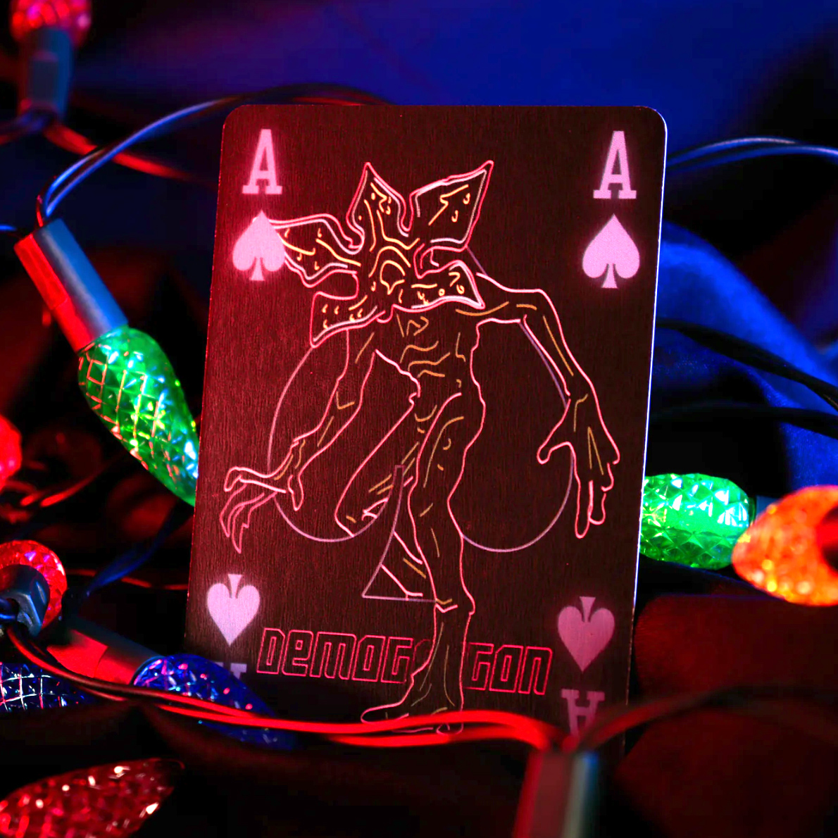 Black card Stranger Things and Neon Illustrations