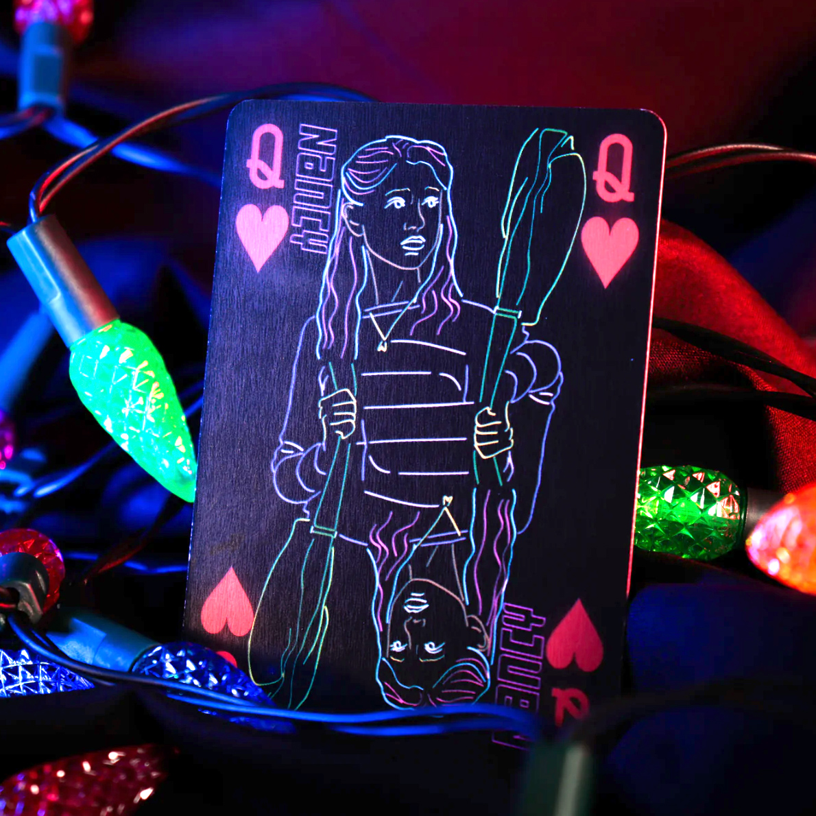 Black card Stranger Things and Neon Illustrations