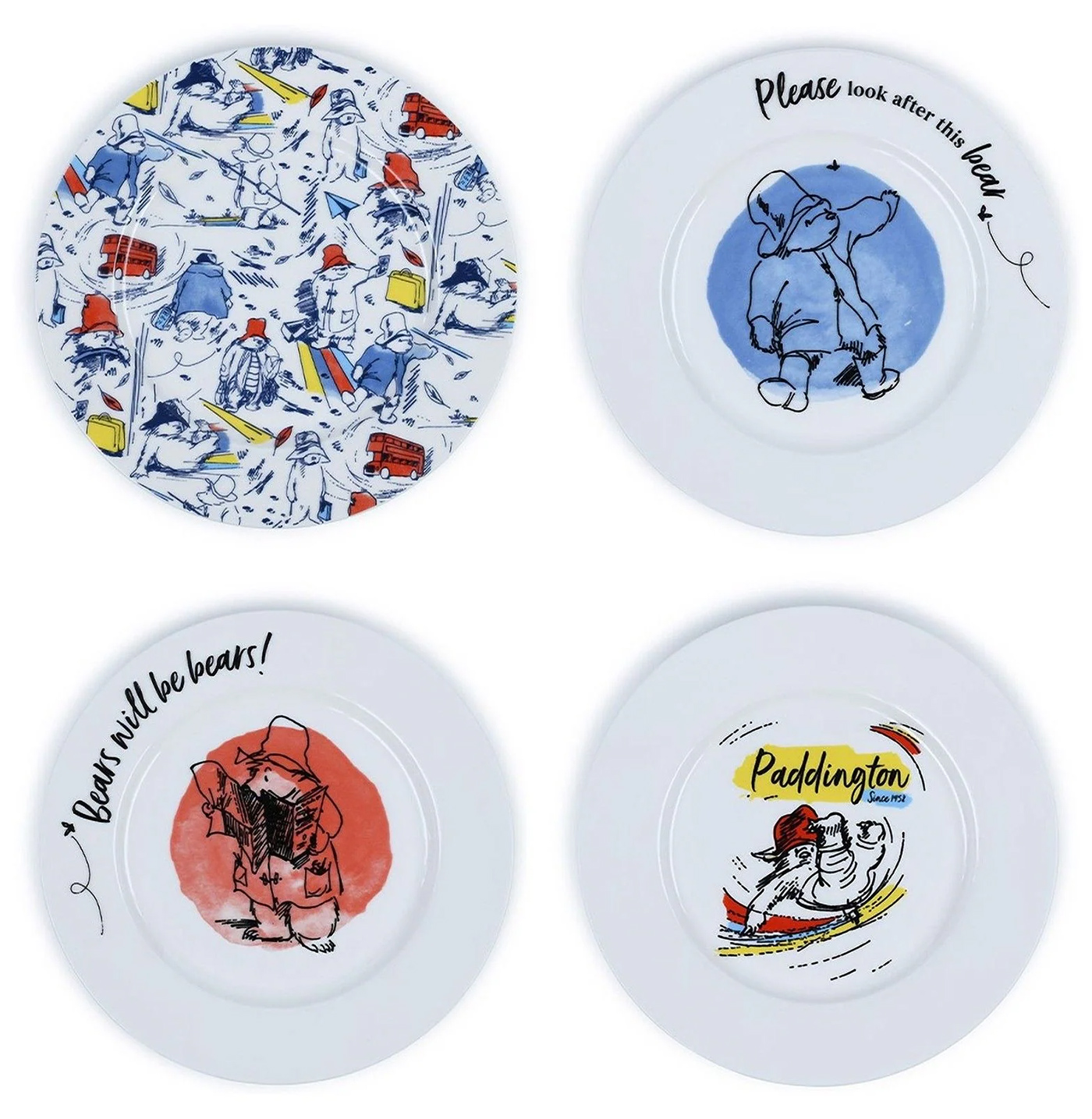 Porcelain dishes of the paddington teddy bear