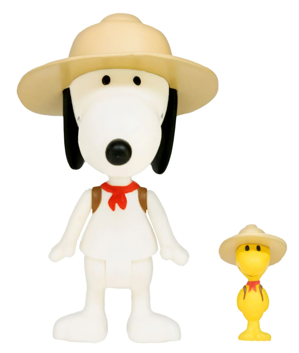 Action Figures ReAction Peanuts com Snoopy e Woodstock Escoteiros Beagle Scouts