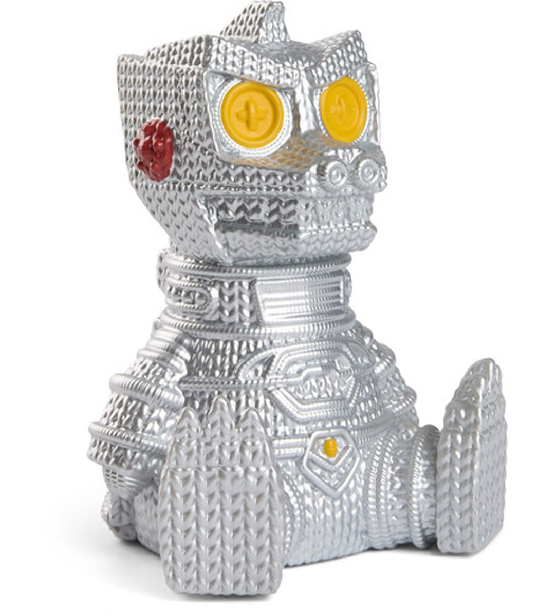 Monsters Mechagodzilla and Mothra handmade by robots imitating crochet amigurumi (Godzilla)