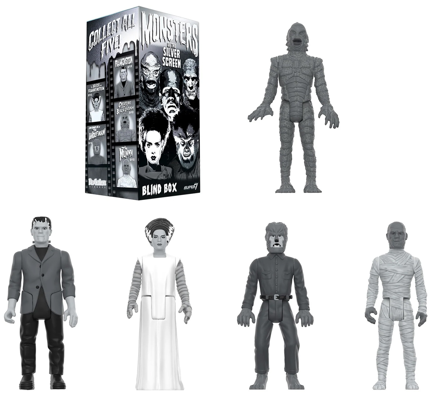 Action Figures Reaction Blind-Box: Universal Black and White Monsters