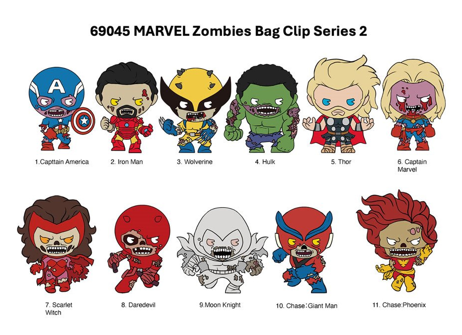 Keychains Zombies from the Marvel Zombies miniseries 3D Figure Bag clips (blind-bag)