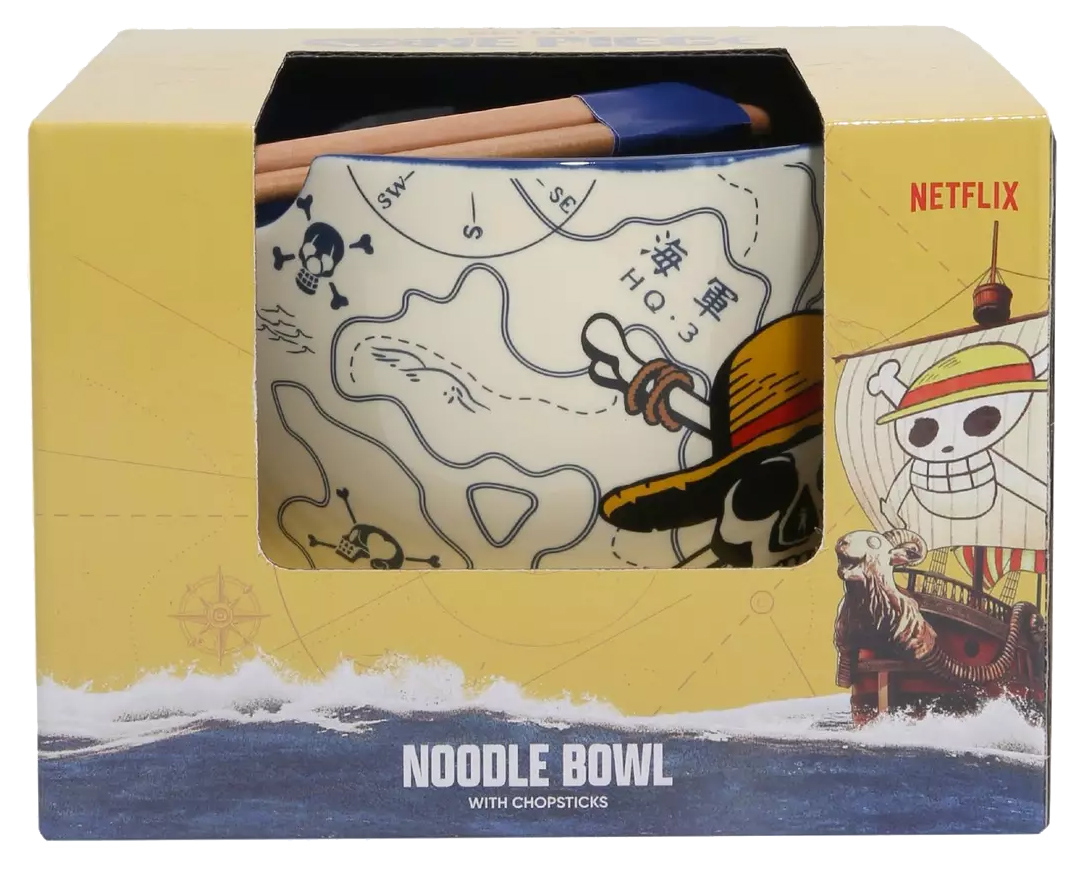 Bowl Ramen One Piece Nautical Map with Straw Hat Skull